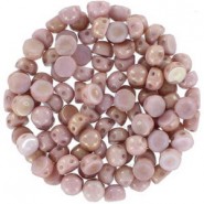 Czech 2-hole Cabochon Perlen 6mm Chalk White Red Luster